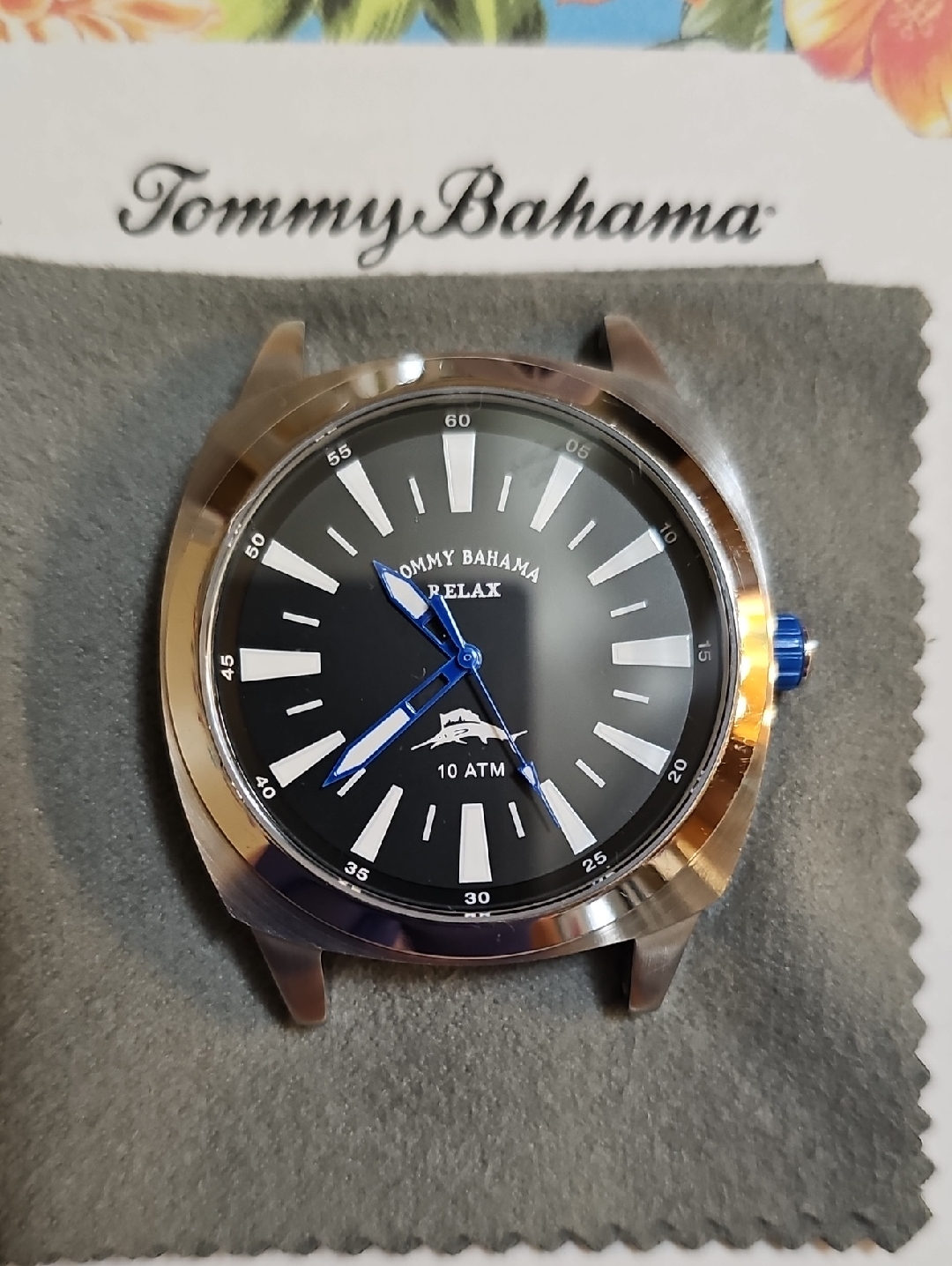 Tommy Bahama Men's Black Dial Watch With Blue Hands
